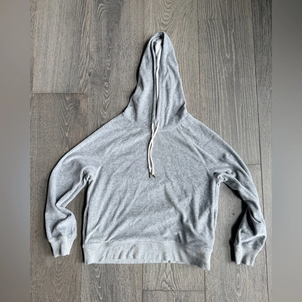 J. Crew Gray Pullover Hoodie in Velour Size XS